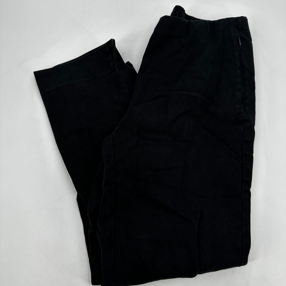 J Jill Essential Cotton-Stretch Black Straight Leg Side Zip Pants Womens Size 14